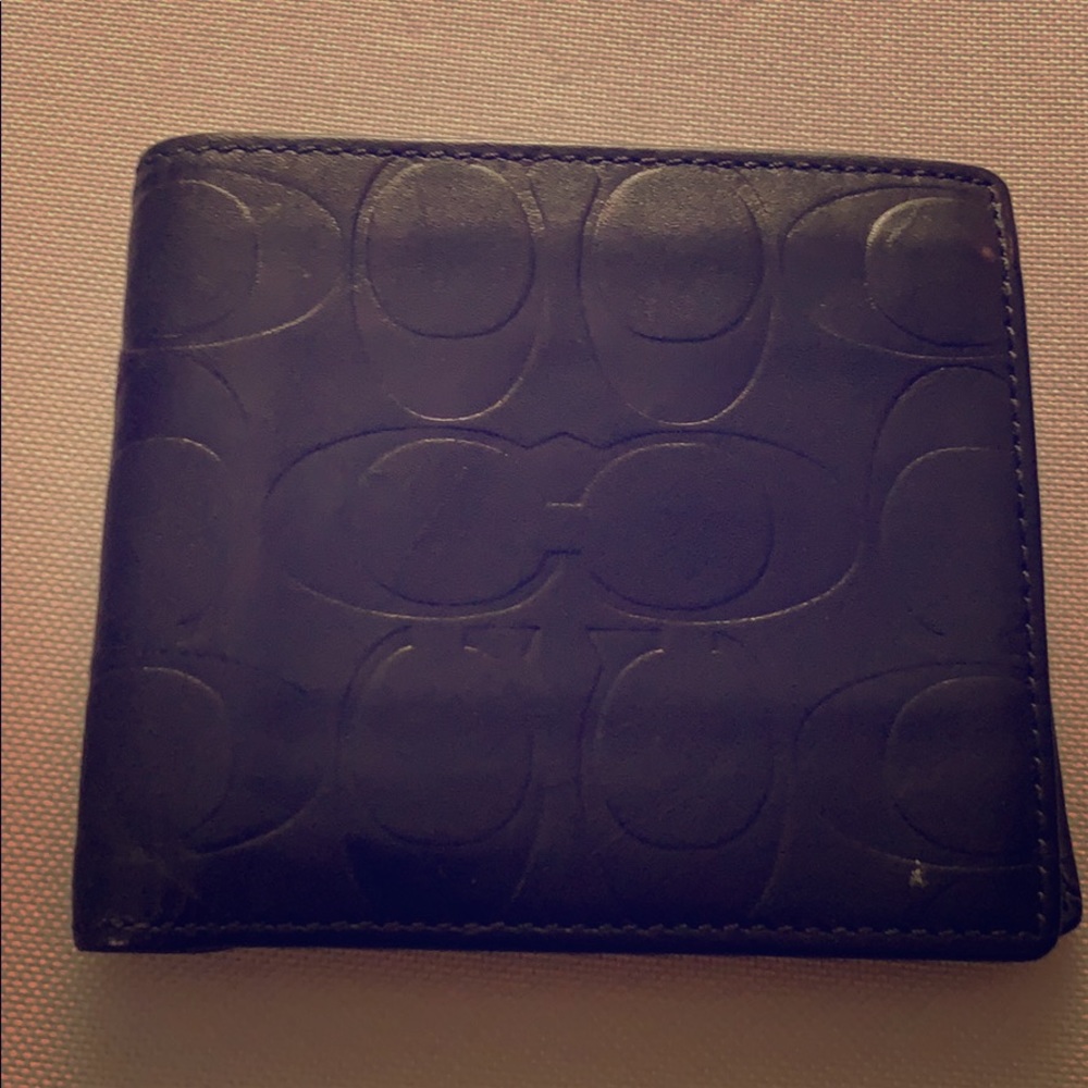 Coach bifold black leather wallet